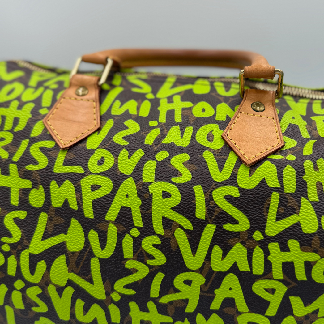 Louis Vuitton x Stephen Sprouse Rare Speedy 30 Lime Green Graffiti Monogram Canvas