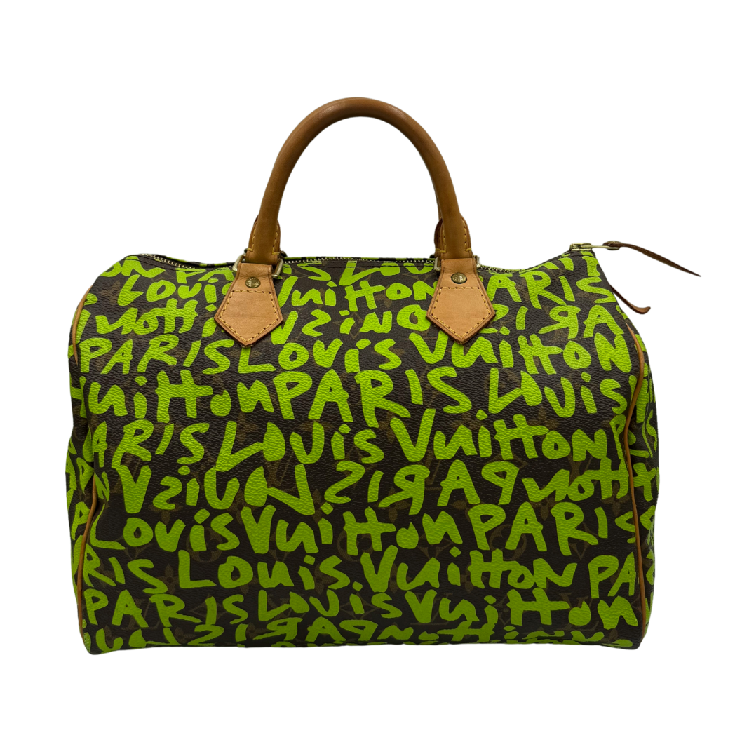 Louis Vuitton x Stephen Sprouse Rare Speedy 30 Lime Green Graffiti Monogram Canvas