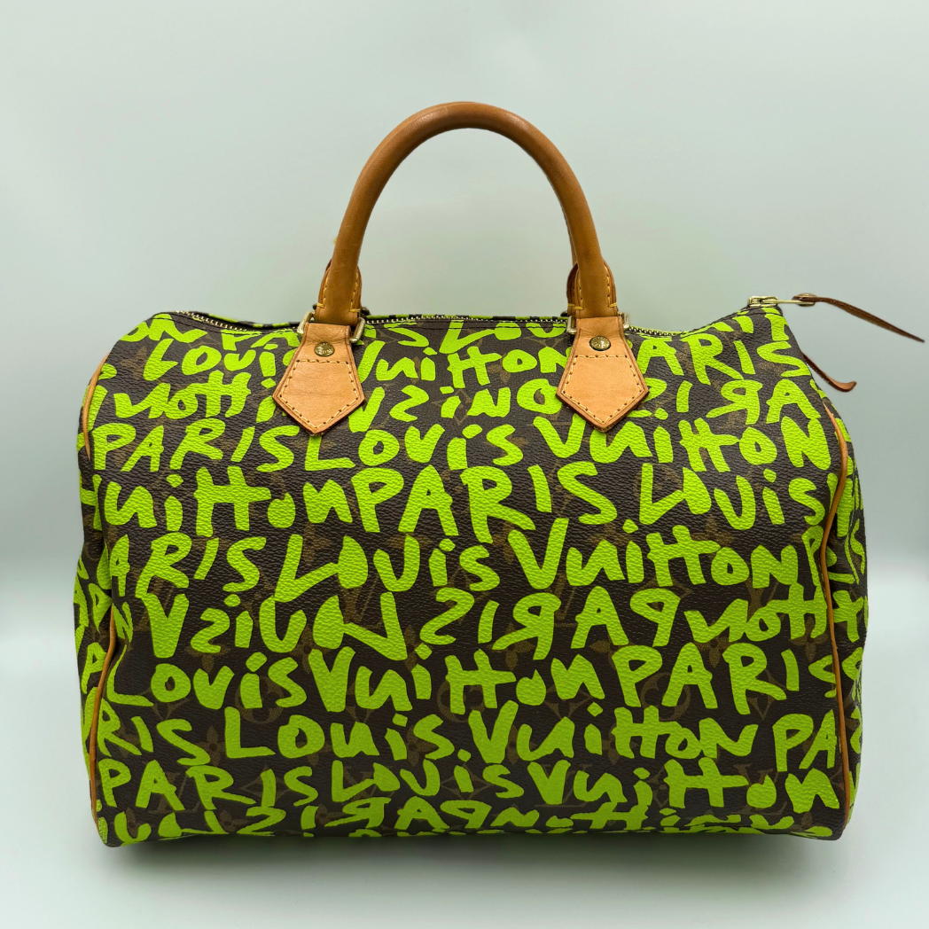 Louis Vuitton x Stephen Sprouse Rare Speedy 30 Lime Green Graffiti Monogram Canvas