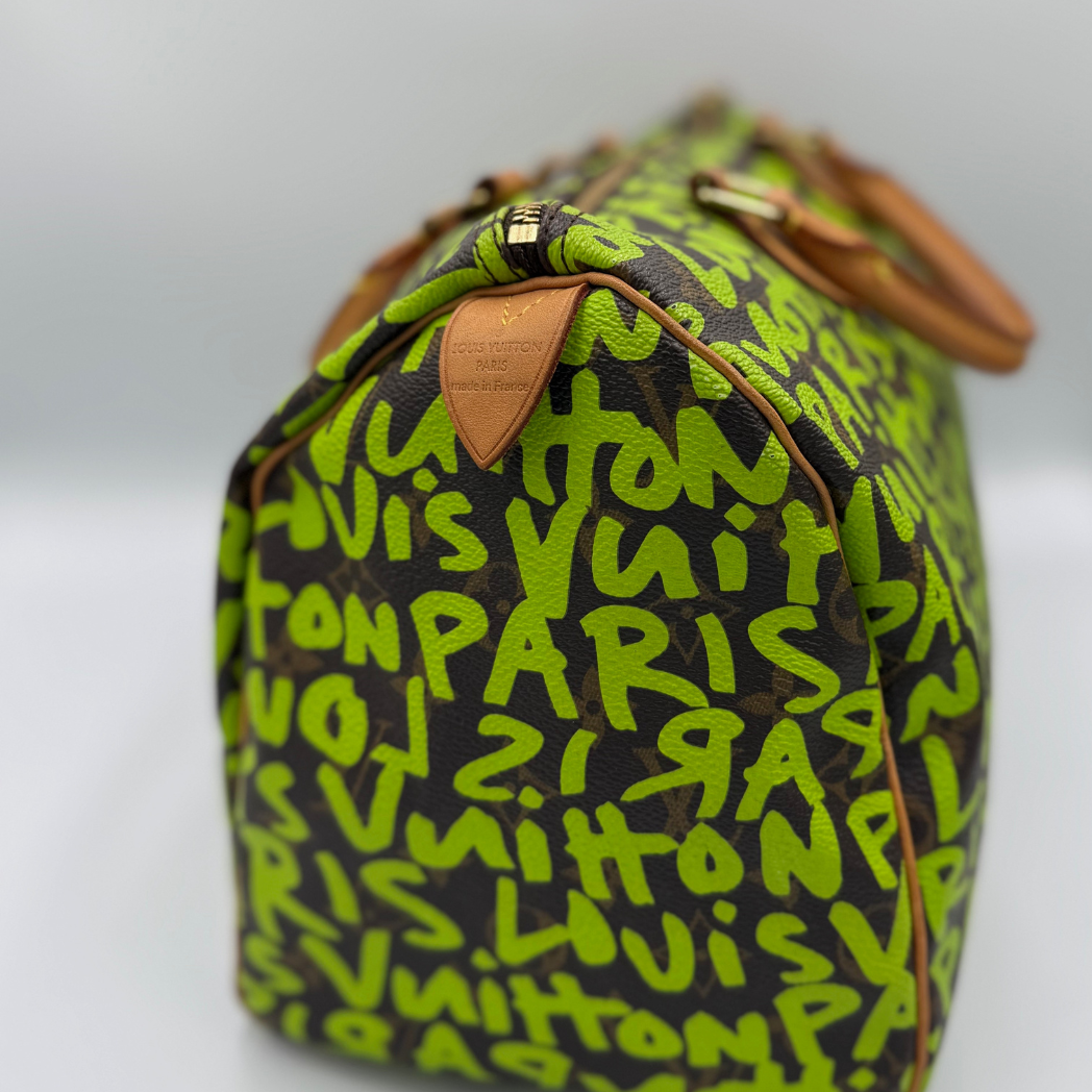 Louis Vuitton x Stephen Sprouse Rare Speedy 30 Lime Green Graffiti Monogram Canvas