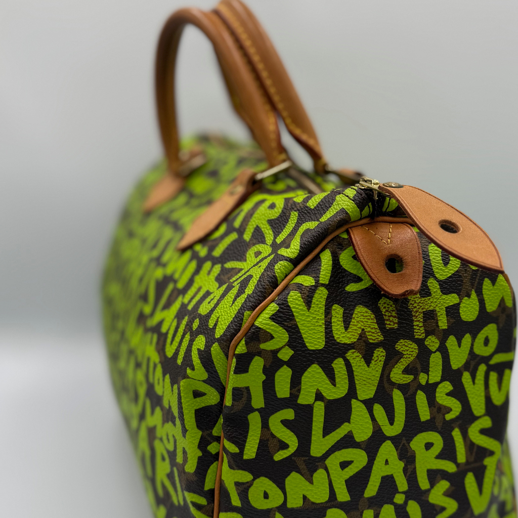 Louis Vuitton x Stephen Sprouse Rare Speedy 30 Lime Green Graffiti Monogram Canvas