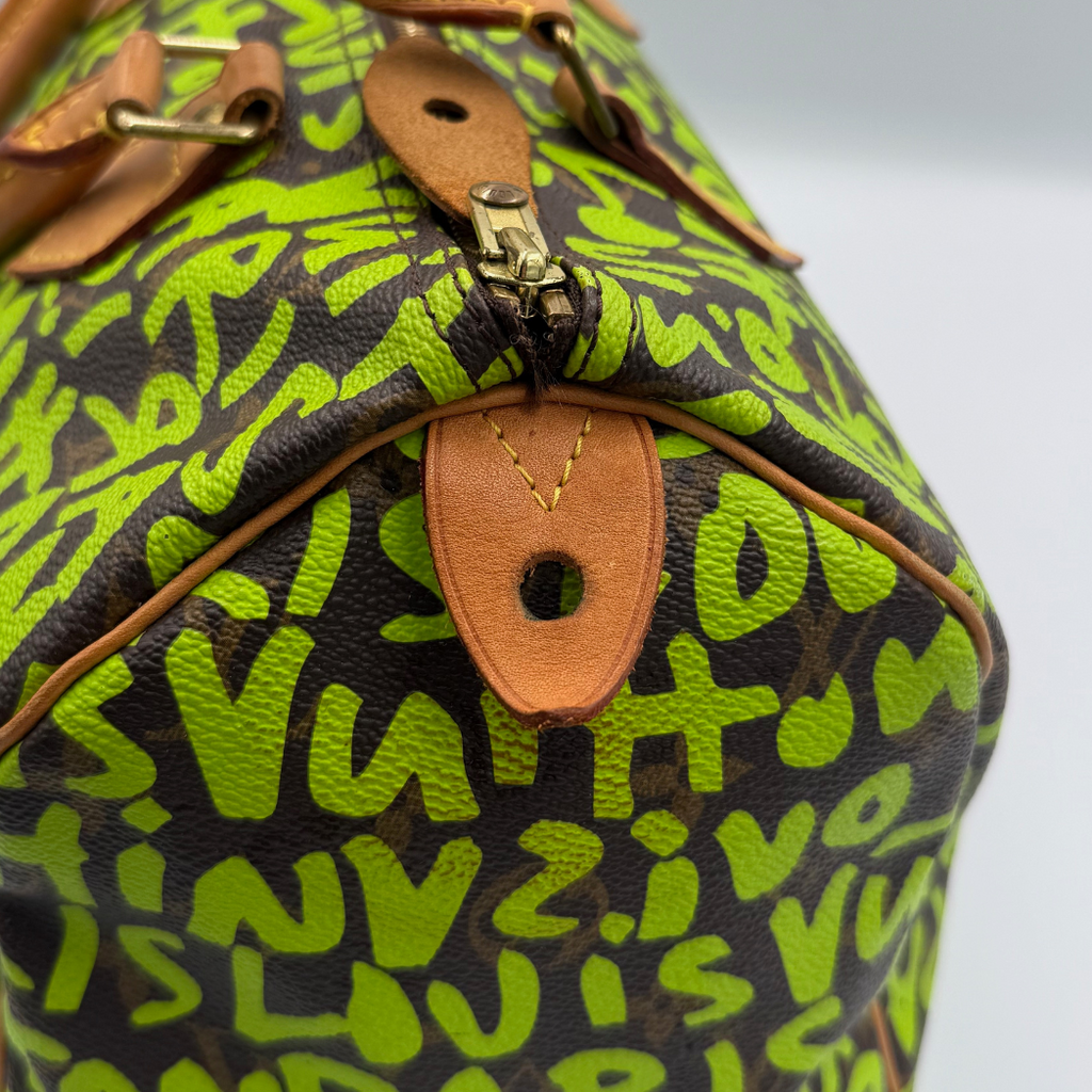 Louis Vuitton x Stephen Sprouse Rare Speedy 30 Lime Green Graffiti Monogram Canvas