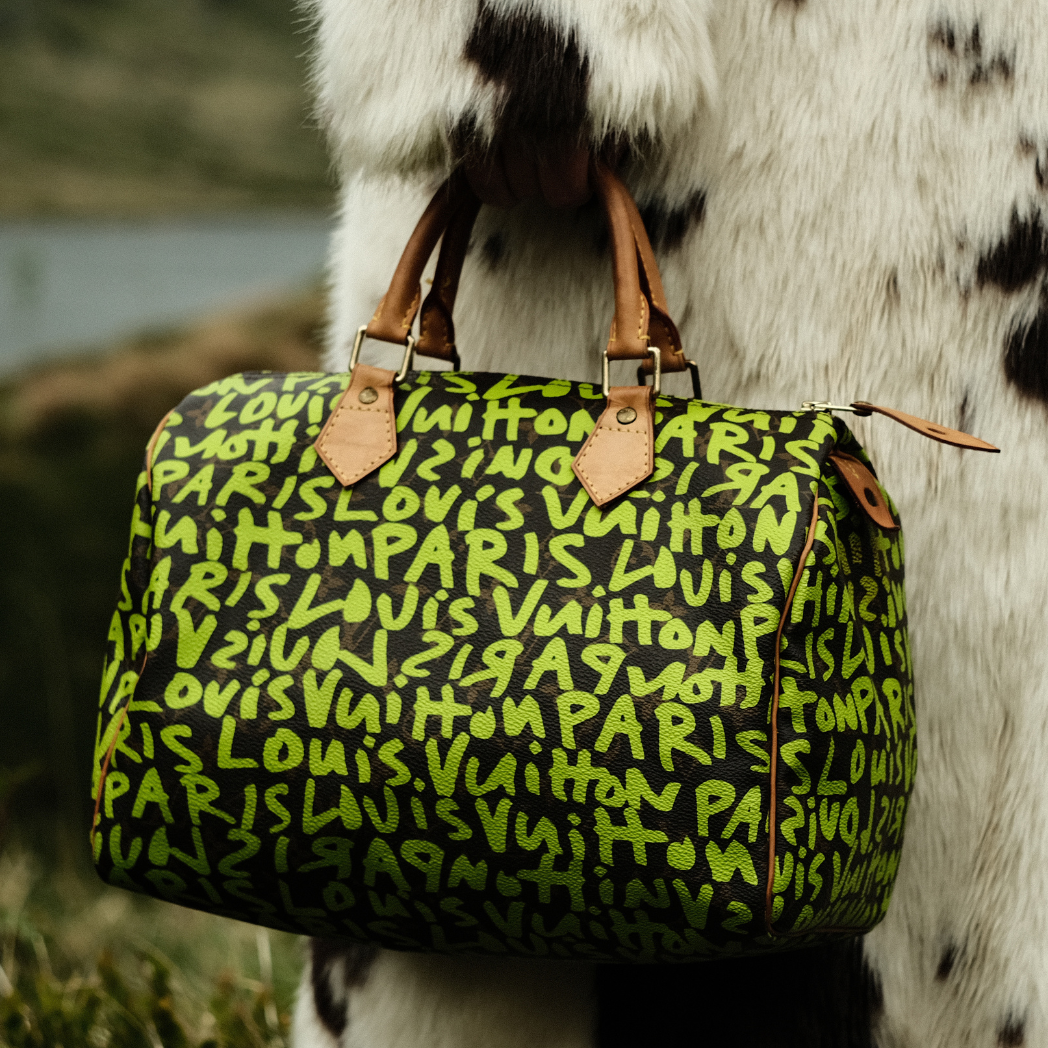Louis Vuitton x Stephen Sprouse Rare Speedy 30 Lime Green Graffiti Monogram Canvas